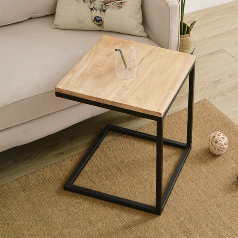 Маленький столик в скандинавском стиле из кованого железа, квадратный столик для гостиной, столик из твердой древесины, журнальный столик
