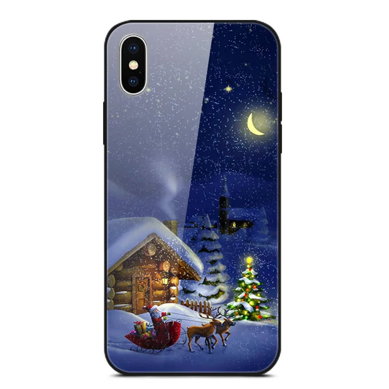 20 Рождественский чехол для iPhone 11 Pro X XR XS Max закаленное стекло жесткий чехлы для телефона, чехол для iPhone 8, 7, 6, 6S Plus, 7 Plus, 8P, бампер - Цвет: 20