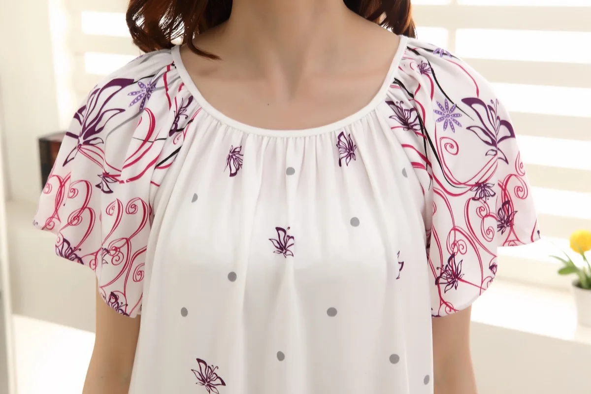 Summer Women's Modal City Special Offer Plus-sized Pajamas Short Sleeve Women's Fat Mm Nightgown Dress