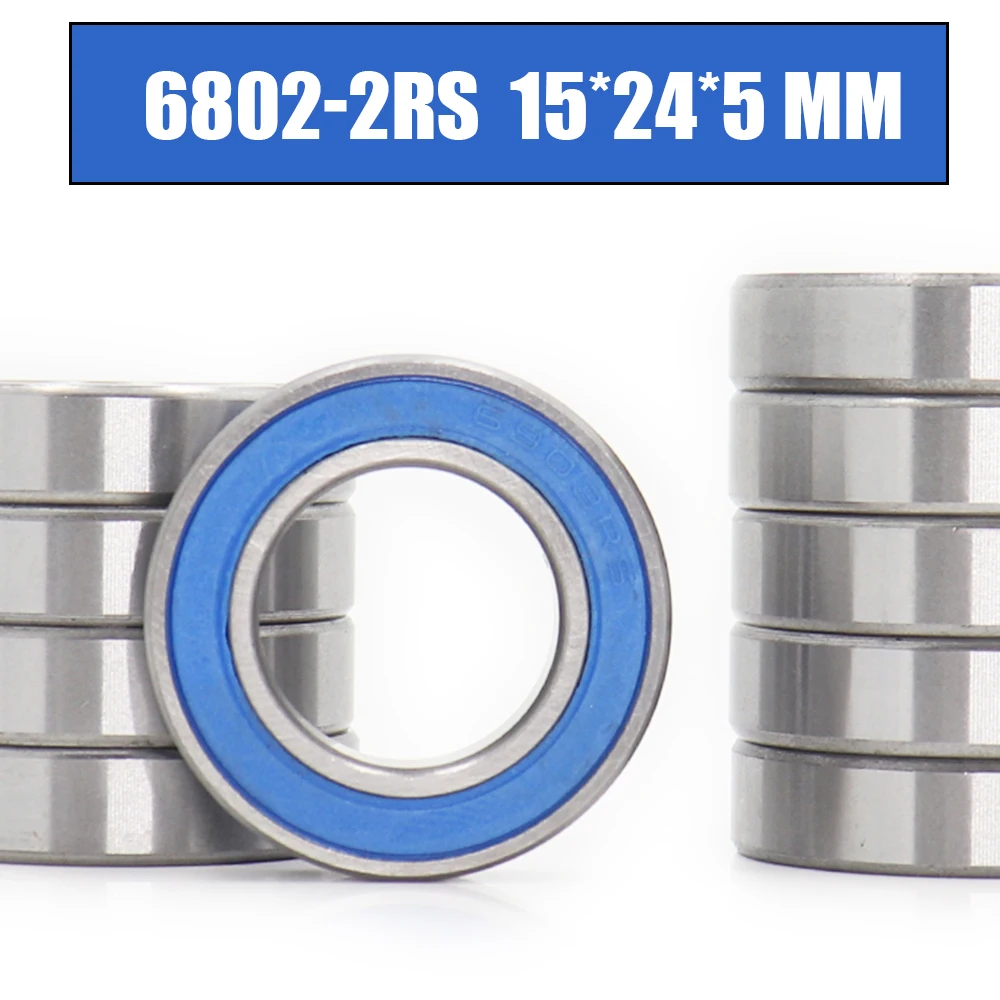 

6802RS Bearing 10PCS 15x24x5 mm ABEC-3 Hobby Electric RC Car Truck 6802 RS 2RS Ball Bearings 6802-2RS Blue Sealed