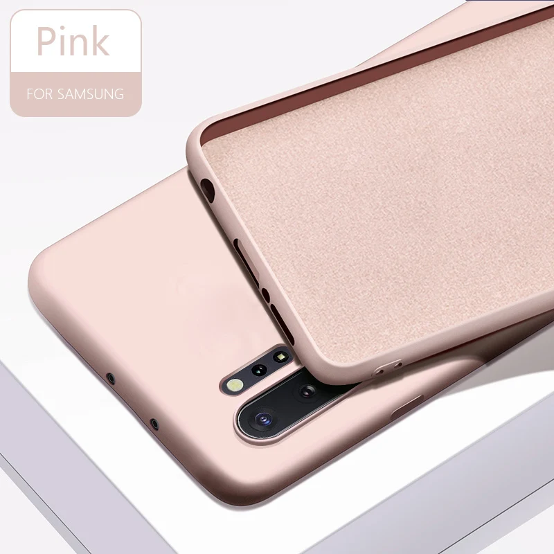 Жидкий силиконовый чехол для samsung Galaxy A50 A70 A40 A80 S7 край S10 S9 S8 Note 9 8 10 Plus M20 M30 S10E A20 A30 задняя крышка Capas - Цвет: Pink