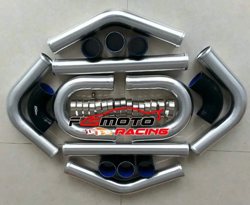 

New 2" inch 51 mm Aluminum Intercooler Turbo Piping pipe & Black hose kits Universal
