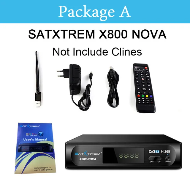 box with wifi Satxtrem X800 Nova Испания HD спутниковый ресивер DVB-S2 цифровой H.265 ТВ Тернер Azamerica рецептор Wifi MT7601 Ccam IP tv Openbox - Цвет: box with wifi