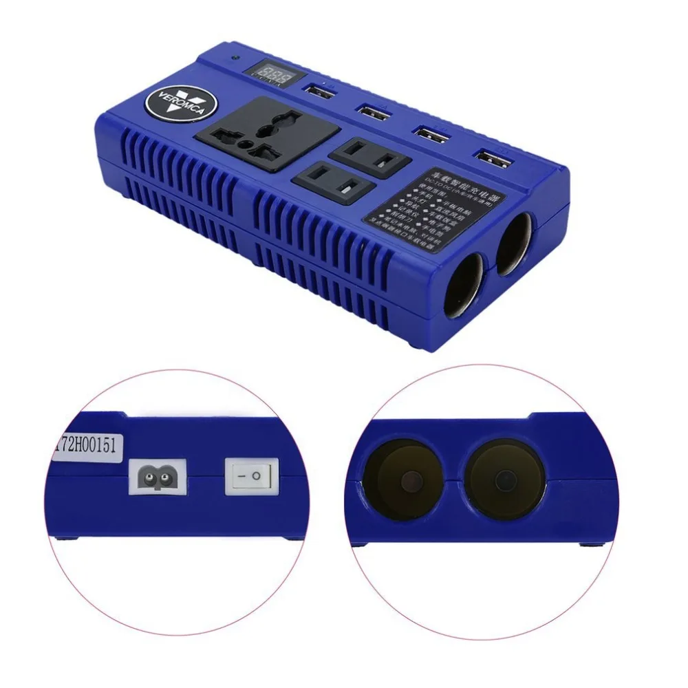 Автомобильный авто мощность чистый инвертор синуса конвертер 4 порта USB зарядное устройство Smart power Strip инвертор с светодиодный дисплей Прямая