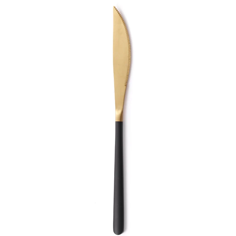 Dinnerware Set Travel Cutlery Set Camping Tableware Reusable Utensils Set with Spoon Fork Chopsticks Straw Portable Case BB50CJ - Цвет: black knife gold