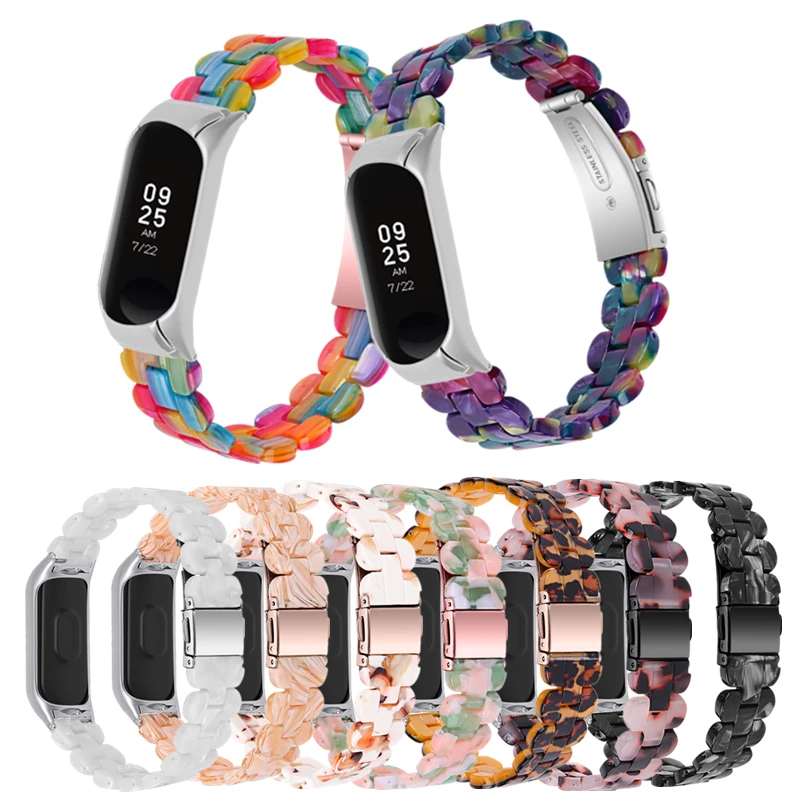 

Resin Watch Strap For Xiaomi Mi Band 6 5 4 3 Watchband Resin Strap Smart Wrist Correa Replacement Watch Belt for Mi Band 5 Mi 4