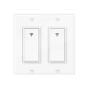 

2 Gang WiFi Smart Light Switch for Alexa Google Home Wireless Switch US Standard with Remote Control and Timer US Standard Plug