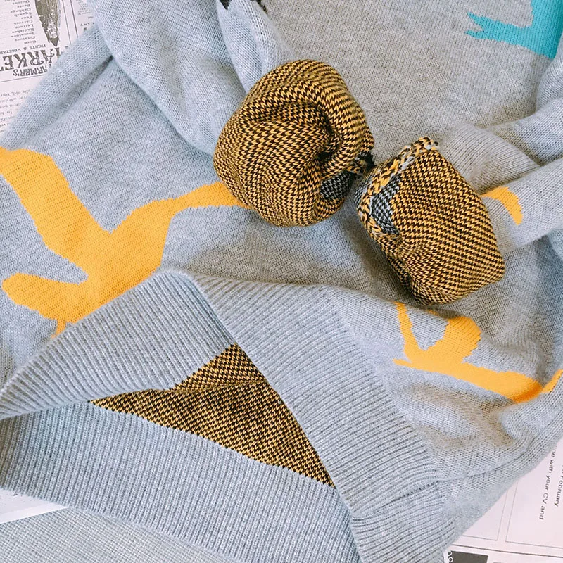 Autumn Winter Baby Boys Girls Long Sleeve Knitted Birdie Printing Sweaters Children Girls Boys Cotton Sweaters