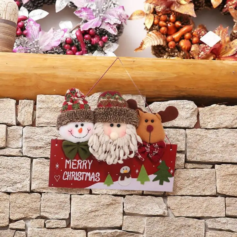 Christmas Decor Doll Gift Home Children Kids Santa Snowman Wooden Hanging drop shipping B2 30