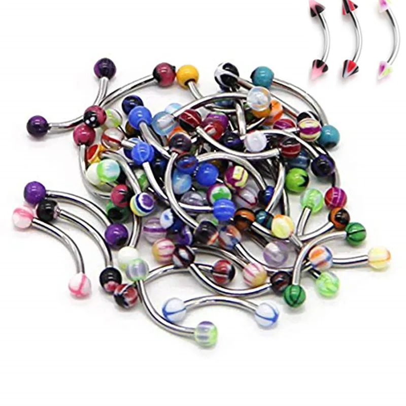 Piercing Jewelry Acrylic 16G Tongue Piercing Ring Bulk Plastic Tongue Bar Lot Nipple Piercing Barbell 10/20/30/50PCS