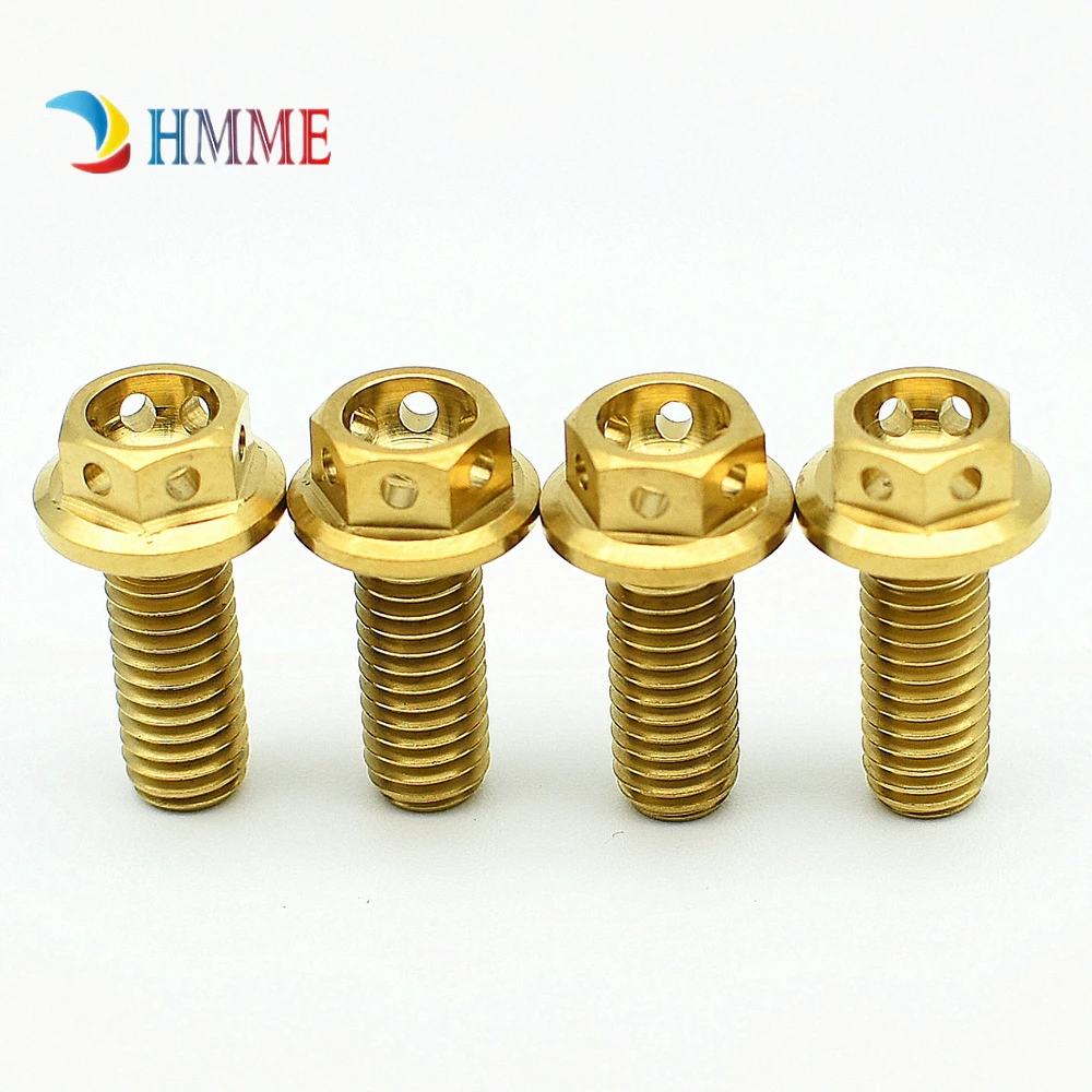 Titanium bolts M6X15mm  flange head Motorcycle decorative screw gold   color  (1)