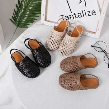 

Fashion Children Summer Shoes Girls Sandals Woven Princess Shoes Closed Toe Kids Sandalias Hollow Breathable Boys Beach Shoes