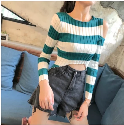 blackish green Kendall Jenner/классические простые черно-белые рубашки в полоску с длинными рукавами, популярные женские топы - Цвет: blackish green