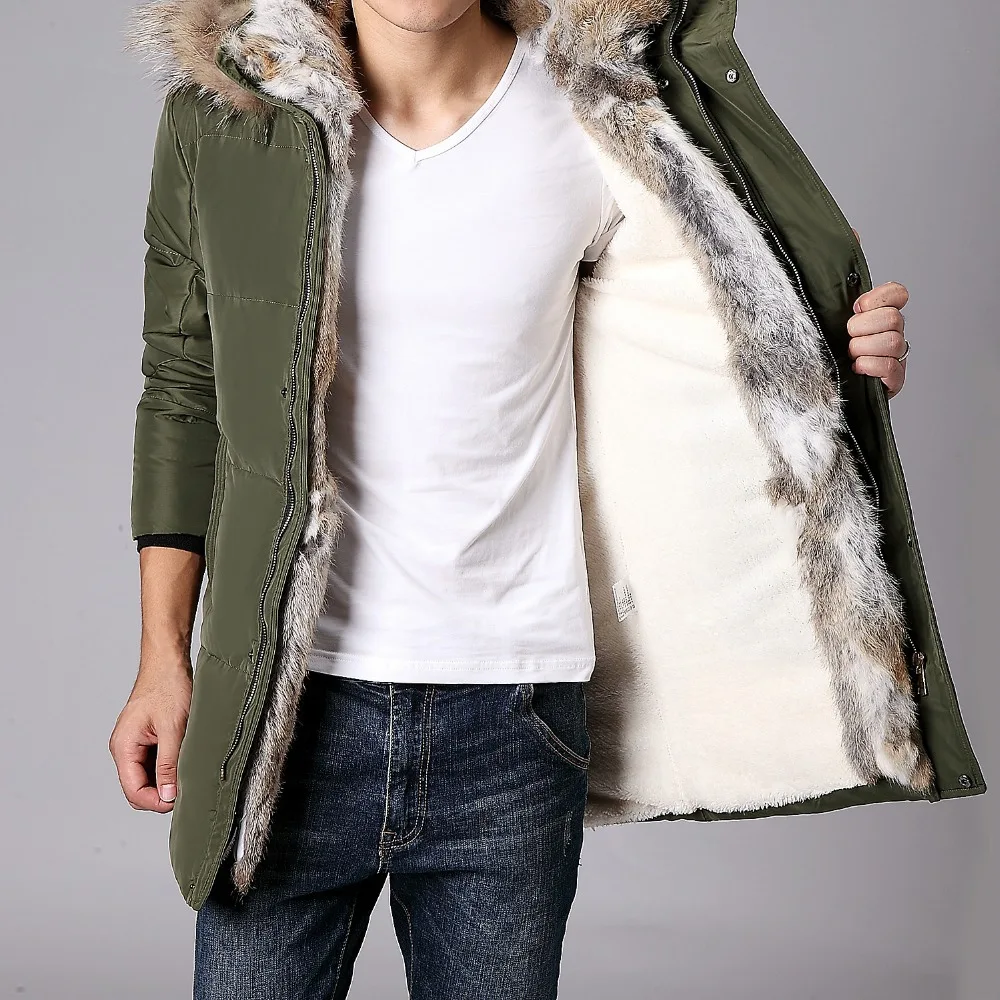 Мужская зимняя теплая куртка на утином пуху с капюшоном, пальто, толстая верхняя одежда, однотонный меховой воротник, белый, черный