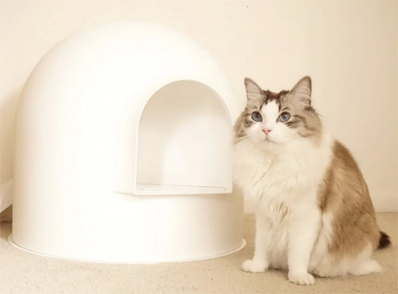 1 Cat Sand Pot Single Layer Fully Enclosed Large Cat Toilet Stench-proof and Take-out-proof