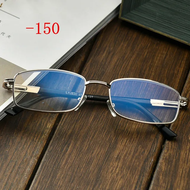 Oulyan очки для близорукости для женщин и мужчин очки для близорукости квадратные металлические очки диоптрий-1,0 1,5 2,0 2,5 3,0 3,5 4,0 - Цвет оправы: -150