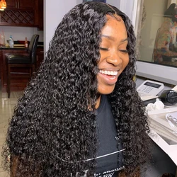 13x4 HD Water Wave Lace Front Wig Curly Human Hair 30 Inch Deep Wave Frontal Wigs For Black Women Brazilian Natural Human Hair