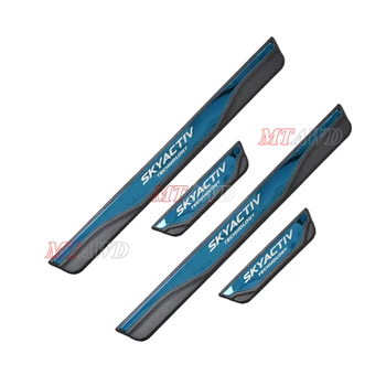 

For Mazda CX-30 2018-2020 Accessories Carbon Stainless Door Sill Kick Scuff Plate Protector Trim Guard Cover Pedal Car Styling