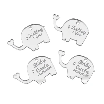 

50Pcs Personalized Name Tags Elephant Acrylic Invitation Cards Chocolate Tag Logo Party Baby Shower Guest Wedding Decor