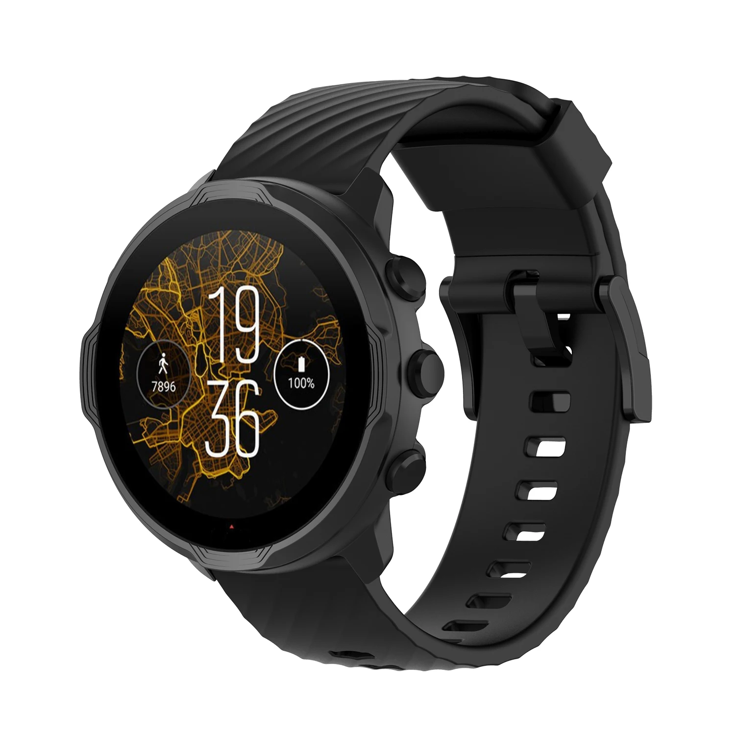 Bracelet de rechange en silicone compatible avec Suunto 7/9/9 Baro/D5/Spartan Sport/Spartan Sport Wrist hr, pour Fossil Men's Nate Stainless Steel Hybrid, pour montre Fossil Q Machine Hybrid, Silicone