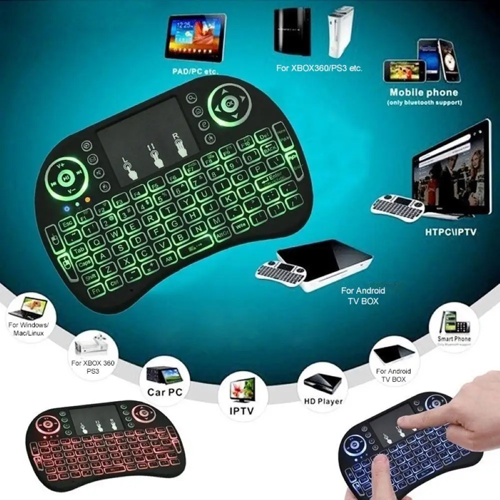 

3 Colors Backlight Mini Wireless Keyboard 2.4GHz with Touchpad Keyboard Mouse for Mini PC Smart TV Android TV Box