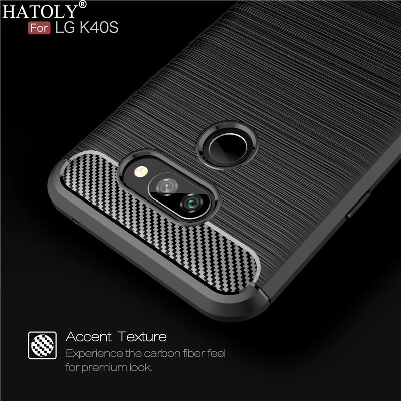 Чехол для LG K40S ТПУ бампер углеродное волокно мягкая задняя крышка чехол