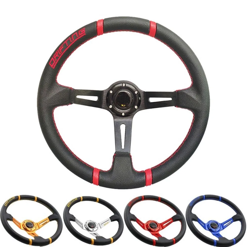 

Universal 14inch 350MM Drifting Steering Wheel PVC Leather Spoke Modified Sport Car Steering Wheel With Logo