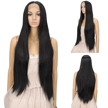 

DI FEI 34 "LongStraight Lace Front Wigs Black Fiber Hair Long Synthetic Wigs For Black Synthetic Wigs