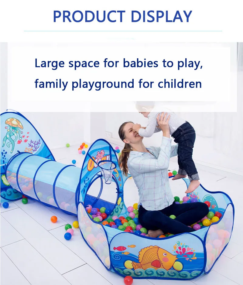 3 In 1 Children Ball Pool Baby Ballon Playpen Portable Kids Tent Ball Pit Crawling Tunnel Kid Playground Yard Pool Ballenbak