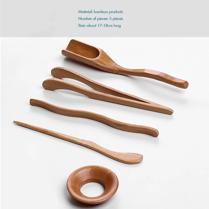 Bamboo Wooden Tea Accessories Chinese Kungfu Tea Ceremony Utensils Set Needle Tweezer Clip Strainer Gift Lovers