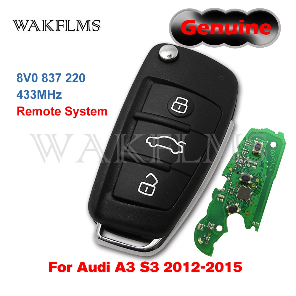 8V0837220 оригинальный 3btn дистанционный Флип брелок 433 МГц для AUDI A1 A3 Q3 MQB