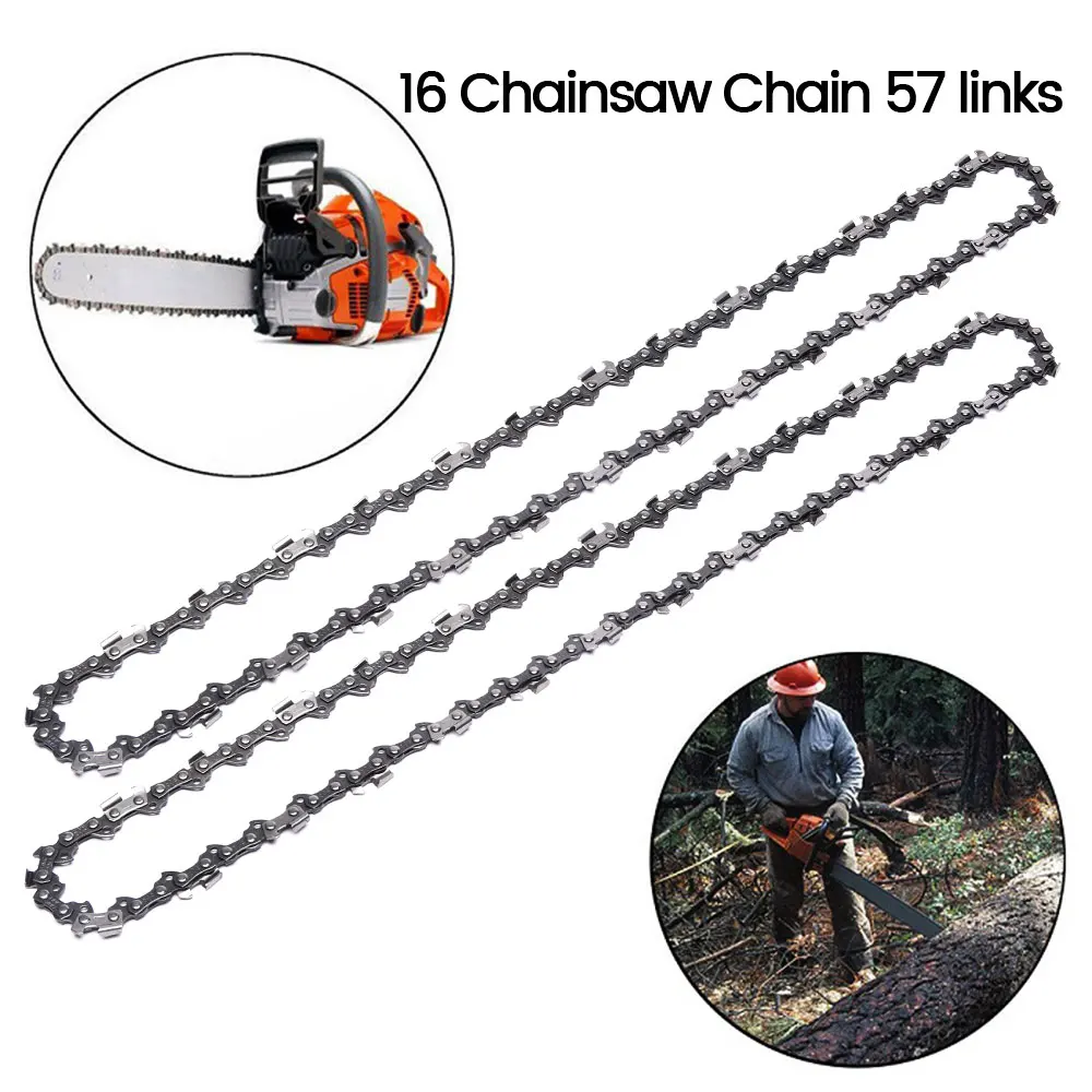 

2pcs 16 Inch Chainsaw Chain Bar Pitch 3/8" Blade Wood Cutting 57 Drive Links Replacement Parts Chainsaw Spares for Electric Saw