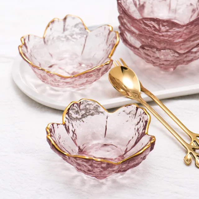 1PC Small Glass Bowl with Beautiful Cherry Blossom Pattern Can Be Used for Salad, Fruit, Vinegar, Seasoning, Japanese Tableware 6