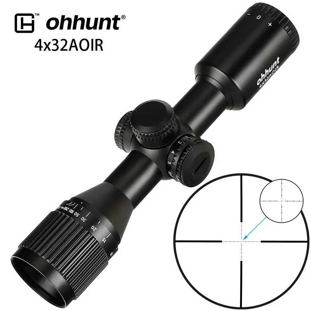 

4x32 AO Mini Mil-Dot Double Color Illuminated Glass Etched Reticle Hunting Riflescope Tactical Optical Sight Rifle Scope ar 15