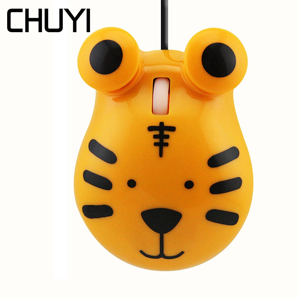 CHUYI, милая мультяшная Мини Проводная мышь, лягушка, тигр, медведь, дизайнерская компьютерная мышь, 1600 dpi, USB, оптическая маленькая ручная мышь для детей, ноутбука