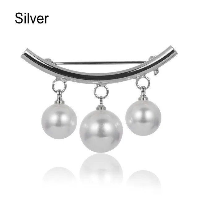 silver AWAYTR Женская жемчужная брошь на булавке, нагрудная булавка, значок, имитация жемчуга, брошь для кардигана, свитера, клипсы, ювелирные изделия, аксессуары - Окраска металла: silver