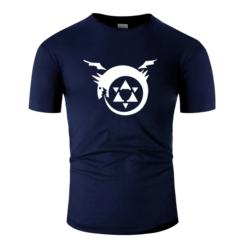 Men-Navy Blue Новая стильная футболка с юмором хомункулом, Стальной алхимик, стандартная уличная футболка, футболка, против морщин, размер S-5xl, футболка - Цвет: Men-Navy Blue