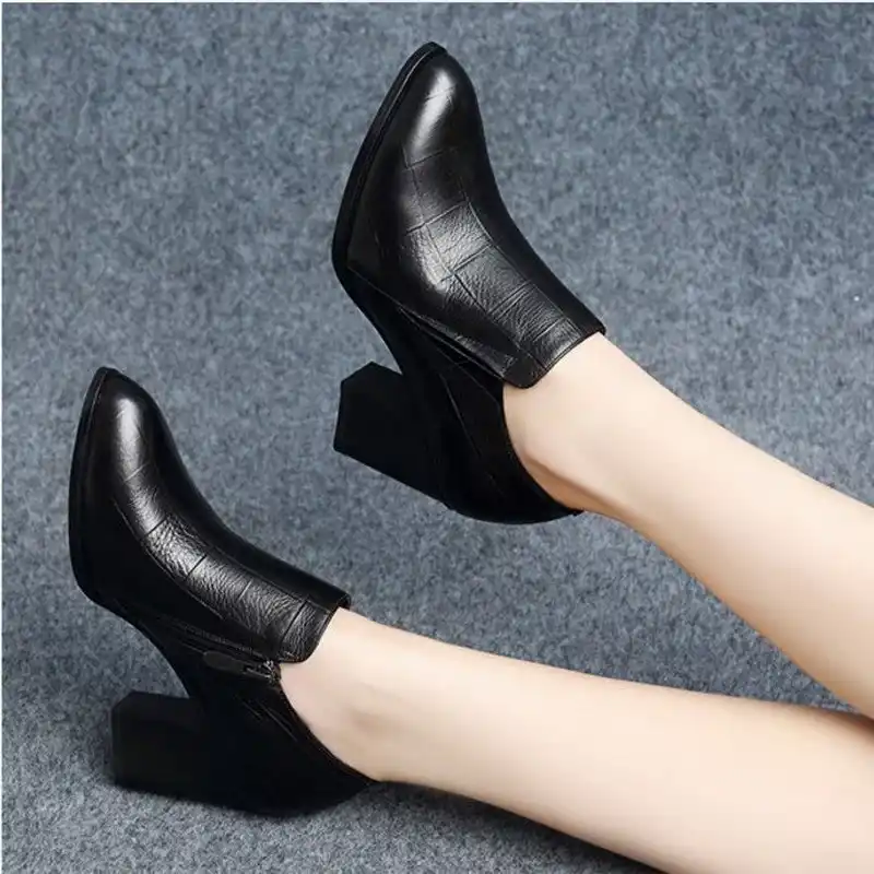 Femmes Bout Pointu Talons Hauts Printemps Automne sans Lacet Escarpins Bureau carri/ère Chaussures en Cuir su/éd/é Talon Mince Talons Aiguilles