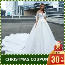 Swanskirt, свадебное платье с аппликацией,, длинный рукав, шнуровка, бальное платье, часовня, шлейф, платье для невесты принцессы, Vestido de Noiva F117