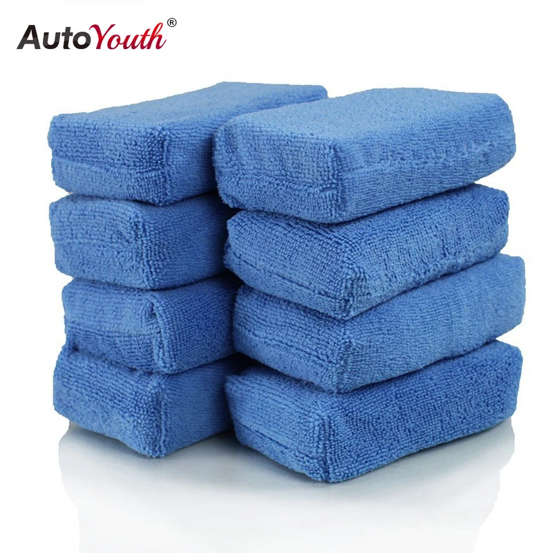 Autoyouth Premium Grade Microfiber Applicators Sponges, Cloths, Blue