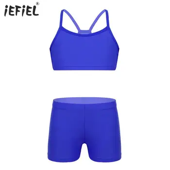 

Kid Girls Clothes Set Summer Fashion Solid Short Tank Tops Shorts Sports Gym Workout Two-piece Children Kids Clothes