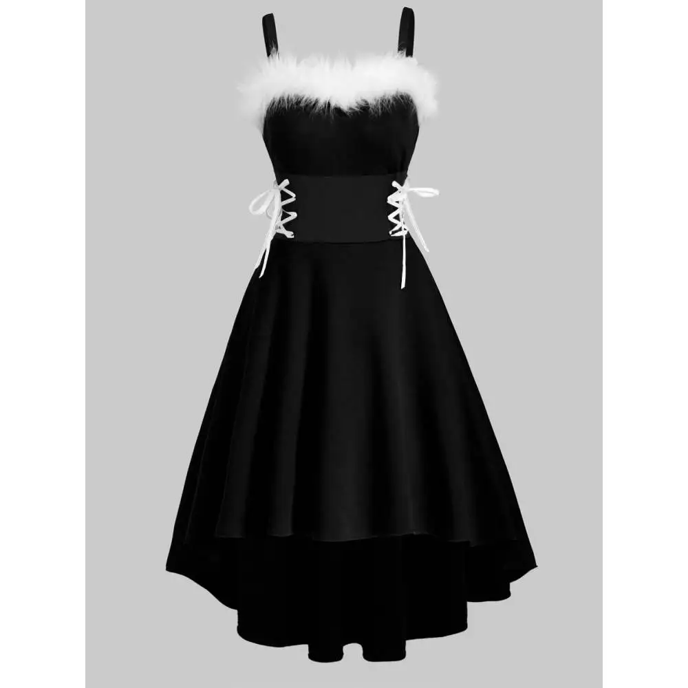 ROSEGAL/зимнее платье для женщин рождественское из искусственного меха со шнуровкой