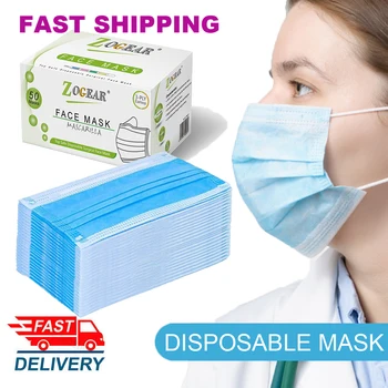 

Face Mask Disposable Mouth Masks Anti Dust Virus Filter Breathable 3 Layers Meltblown Nonwoven
