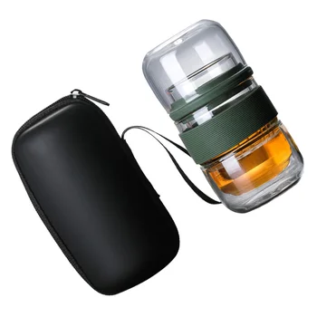 

All-in-One Travel Tea Set Portable Glass Tea Set with Carrying Case (Green)