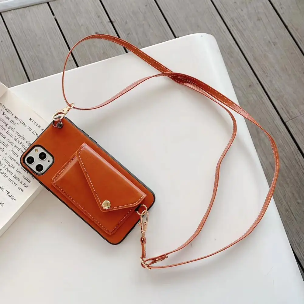 Модный чехол-кошелек с ремешком через плечо для iPhone 11 XS MAX XR X 7 8 6 6S для samsung Note9 S10 S9 Plus чехол с плечевым ремнем - Цвет: With shoulder strap
