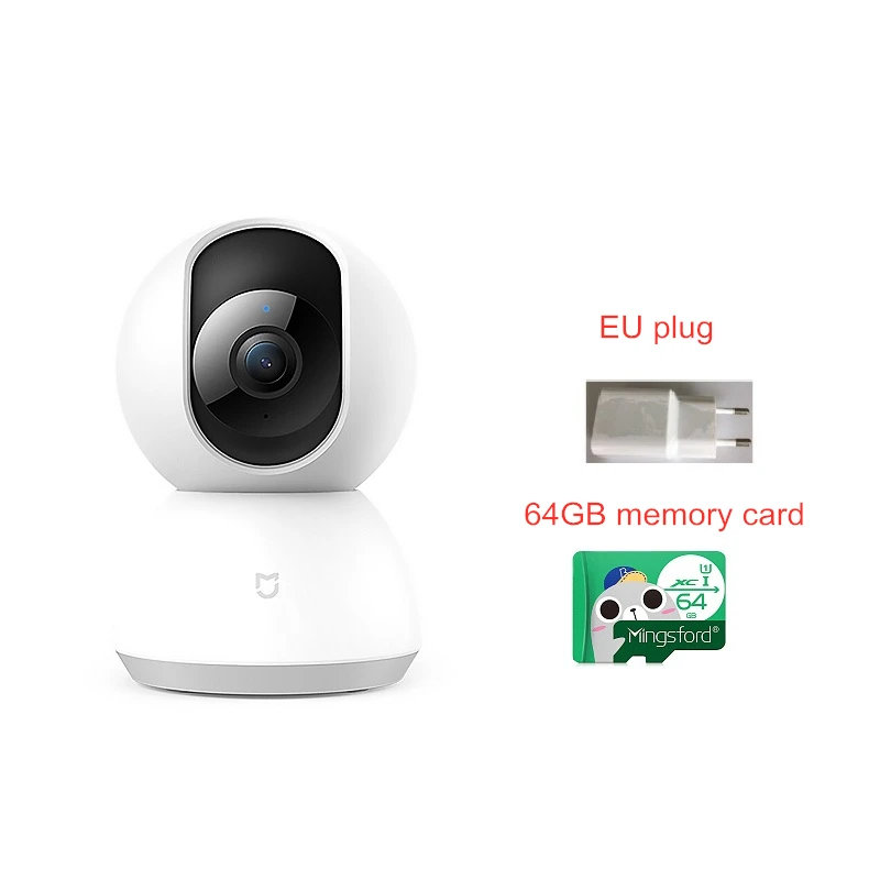 Xiaomi MIJIA, умная ip-камера, веб-камера, 1080 P, WiFi, панорамирование, ночное видение, 360 угол обзора, видеокамера, детский монитор, домашняя камера безопасности - Цветной: Add 64GB Memory Card