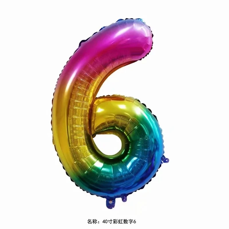 rainbow number 6 40 дюймов красный Радужный градиентный номер 1 2 3 4 5 цифр гелиевые фольгированные шары для детского дня рождения вечеринки свадьбы Декор шары поставка - Цвет: rainbow number 6