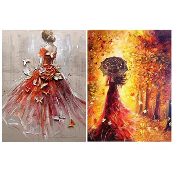 

2 Packs DIY 5D Diamond Painting Full Drill Kits for Adults, Diamond Painting Kits Full Drill Home Wall Decor Butterfly Red Weddi