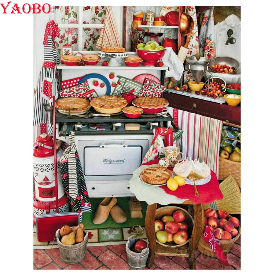 Картина из страз сделай сам квадратная/Круглая Мозаика для кухни хлеба вышивка