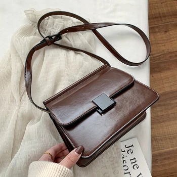 

Vintage Solid PU Leather Women Messenger Crossbody Bags 2020 Fashion Luxury Design Handbags Ladies Shoulder Bags Female Purses